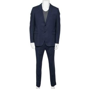 Armani Collezioni Navy Blue Wool Single Breasted Metropolitan Suit L