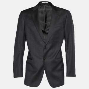 Pre Owned Armani Collezioni Dark Grey Wool Tailored Blazer L