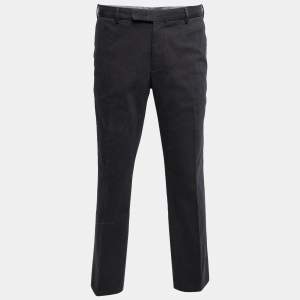 Pre Owned Armani Collezioni Black Cotton Tapered Pants XXL