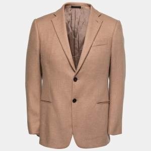 Pre Owned Armani Collezioni Beige Camel Single Breasted Blazer L