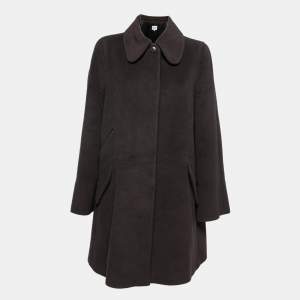 Armani Collezioni Vintage Dark Brown Angora Wool Collared Coat M