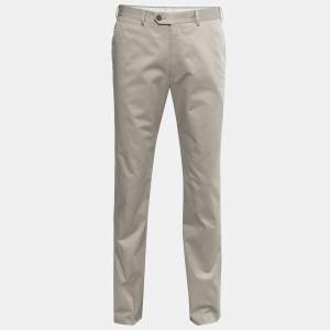 Pre Owned Armani Collezioni Light Grey Cotton Trousers L