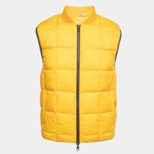 Pre Owned Armani Collezioni Yellow Synthetic Sleeveless Down Jacket M