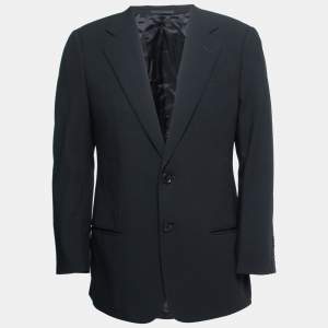 Pre Owned Armani Collezioni Black Wool Single-Breasted Blazer L