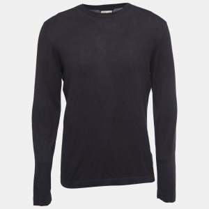 Pre Owned Armani Collezioni Navy Blue Knit Crew Neck Sweater S