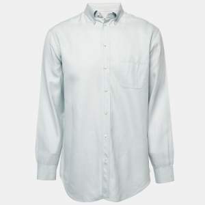 Armani Collezioni Light Grey Cotton Button Down Shirt L