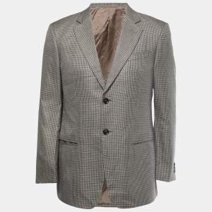 Pre Owned Armani Collezioni Multicolor Textured Wool Blend Blazer L