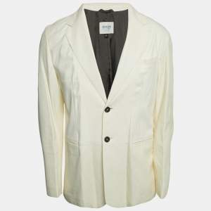 Pre Owned Armani Collezioni White Leather Buttoned Jacket XL