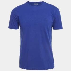 Pre Owned Armani Collezioni Blue Logo Print Cotton Short Sleeve T-Shirt XL