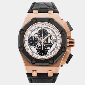 Audemars Piguet White 18k Rose Gold Royal Oak Offshore 26078RO.OO.D002CR.01 Automatic Men's Wristwatch 44 mm