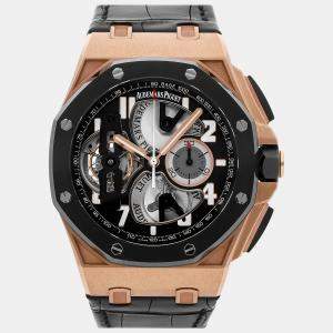 Audemars Piguet Black 18k Rose Gold Royal Oak Offshore Manual Winding Men's Wristwatch 44 mm