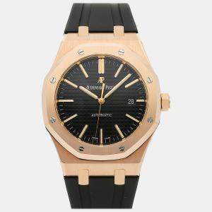 Audemars Piguet Black 18k Rose Gold Royal Oak 15400OR.OO.D002CR.01 Automatic Men's Wristwatch 41 mm