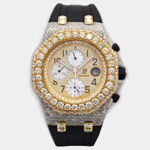 Audemars Piguet Customised MOP Diamond Two-Tone Stainless Steel Royal Oak Offshore 10174 Automatic Men's Wristwatch 42 mm