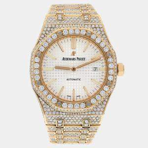 Audemars Piguet Royal Oak 15400 Automatic Customised Silver 18k Rose Gold Men's Wristwatch 41 mm