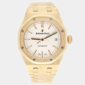 Audemars Piguet Royal Oak 15450BA.OO.1256BA.01 Automatic White 18k Yellow Gold Men's Wristwatch 37 mm