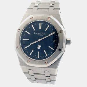Pre Owned Audemars Piguet Royal Oak “Jumbo” 15202ST.OO.1240ST.01 Automatic Blue Stainless Steel Men’s Wristwatch 39 mm