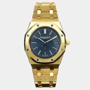 Pre Owned Audemars Piguet Royal Oak 15202BA Automatic Blue 18k Yellow Gold Men's Wristwatch 39 mm