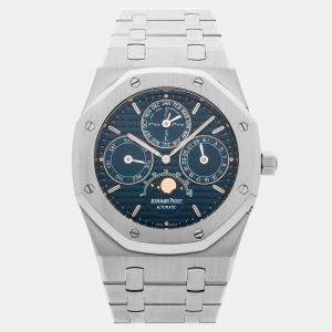 مملوكة مسبقًا ساعة يد رجالية أوديمار بيغيه رويال أوك الثانية مسبقة الملكية 25820ST.OO.0944ST.05 زرقاء أوتوماتيكية ستانلس ستيل 39 مم