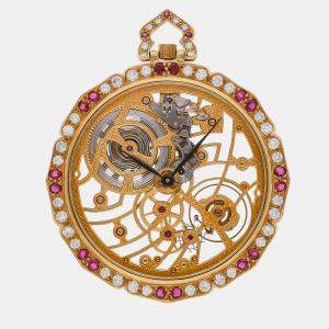 Pre Owned Pre-Owned Audemars Piguet Pocket Watch 5729BA Black Manual Winding 18k Yellow Gold 45 MM