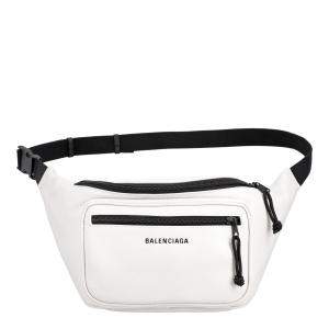 Balenciaga White Grained Leather Explorer Belt Bag
