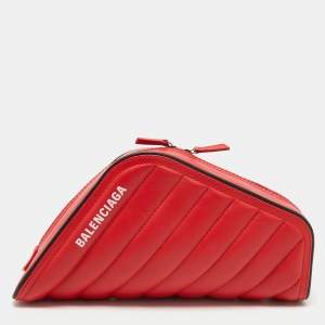 Balenciaga Red Car S Logo Asymmetric Clutch
