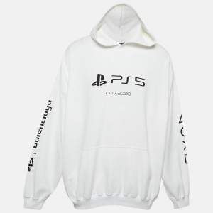 Balenciaga X Sony PS5 White Printed Cotton Oversized Hoodie XS