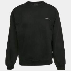 Balenciaga Black Cotton Knit Crew Neck Sweatshirt S