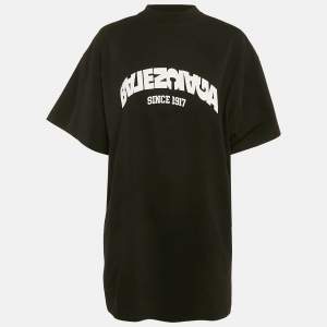Balenciaga Black Flip Logo Embroidered Cotton Oversized T-Shirt M
