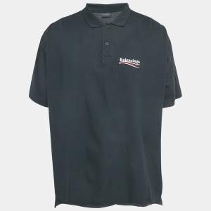 مملوكة مسبقًا قميص بالنسياجا للرجال والنساء داكن أزرق لحملة سياسية بولو بيكيه مقاس وسط