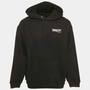 مملوكة مسبقًا Balenciaga Black Political Campaign Cotton Hoodie L