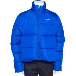 مملوكة مسبقًا Balenciaga Bright Blue Synthetic Puffer Jacket S 