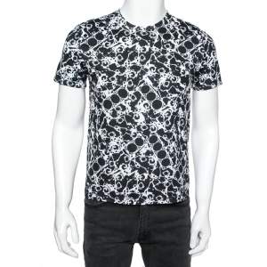 Balenciaga Monochrome Abstract Printed Cotton Knit Crewneck T-Shirt XS