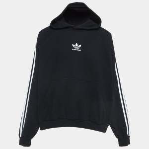 Balenciaga X Adidas Black Logo Embroidered Oversized Hoodie M