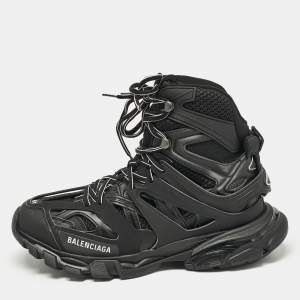 Balenciaga Black Mesh and Faux Leather Track Hike High Top Sneakers Size 41
