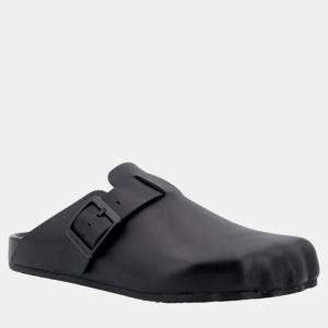 Balenciaga Black Leather Sunday Slide Sandals EU 39