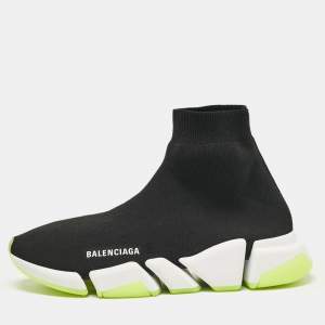 Balenciaga Black Knit Fabric Speed 2.0 High Top Sneakers Size 42