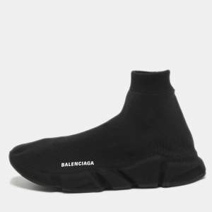 Balenciaga Black Knit Fabric Speed Allover High Top Sneakers Size 44