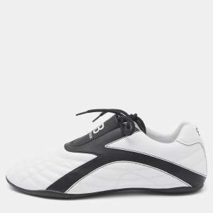 Balenciaga White/Black Faux Leather Zen Lace Up Sneakers Size 42