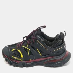 Balenciaga Black Faux Leather and Mesh Track Sneakers Size 40