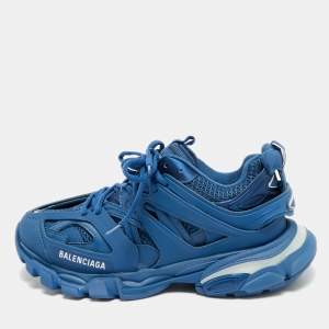 Pre Owned Balenciaga Track Size 41 Blue Leather and Mesh Lace Up Sneakers