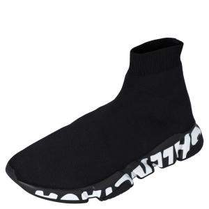 Pre Owned حذاء رياضي بالنسياغا سبيد غرافيتي تريكو أسود مقاس أوروبي 44