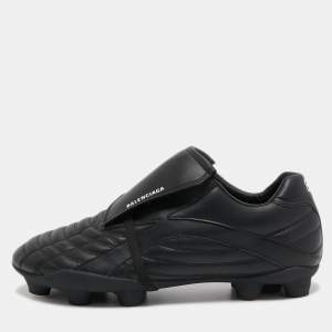 Balenciaga Black Faux Leather Soccer Low Top Sneakers Size 43 