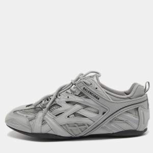Balenciaga Grey Leather and Mesh Drive Sneakers Size 41
