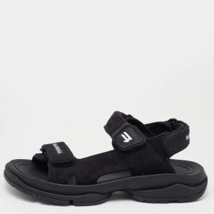 Balenciaga Black Fabric Ankle Strap Sandals Size 38 