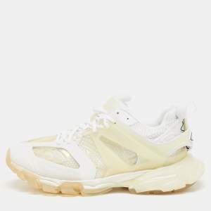 Balenciaga White/Transparent Faux Leather and PVC Track Clear Sole Sneakers Size 44