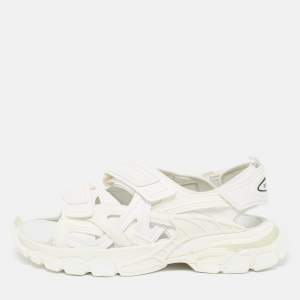 Balenciaga White Rubber and Faux Leather Track Sandals Size 42