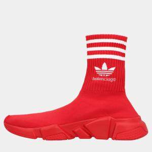 Balenciaga x Adidas Red Knit Fabric Speed Trainer Sock High Top Sneakers EU 39