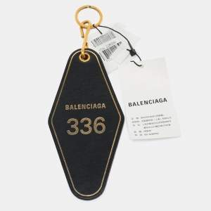 Balenciaga Black Leather Hotel Diamond Key Ring