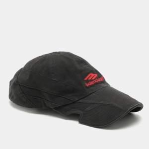 Balenciaga Black Cotton Baseball Cap Size M