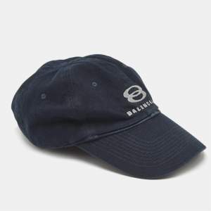 Balenciaga Navy Blue Cotton Unity Snowboard Logo Cap L
